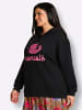sheego Sweatshirt in schwarz-pink-bedruckt