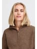 PULZ Jeans PZASTRA Zipper Roll Neck Pullover Oversize fit in Tobacco Brown Melange