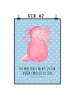 Mr. & Mrs. Panda Print Axolotl Hurra mit Spruch in Blau Pastell