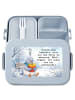 Mr. & Mrs. Panda Lunchbox Taube Winter Pommes Design mit Spruch in Blau Pastell