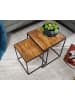 KADIMA DESIGN Wohnzimmertisch 2er Set Massivholz / Metall Beistelltisch