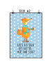 Mr. & Mrs. Panda Poster Fuchs Keks mit Spruch in Blau Pastell
