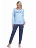 NORMANN Pyjama Schlafanzug lang Tupfen - 77394 in hellblau