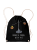 Mr. & Mrs. Panda Drawstring Bag Sternzeichen Waage mit Spruch in Schwarz