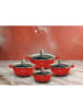 Cheffinger 8 tlg Kochtopf Set Topf Induktion Anti Haft 20-24-28-32cm in Rot