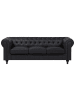 Beliani 3-Sitzer Sofa CHESTERFIELD in Schwarz/Braun - (W) 222 x (H) 78 x (L) 85 cm