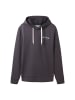 Tom Tailor Hoodie mit Label-Print Tunnelzug Kapuzenpullover Cotton in Dunkelgrau