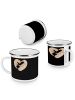 Mr. & Mrs. Panda Camping Emaille Tasse 2. Hochzeitstag Baumwollh... in Schwarz