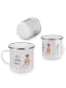 Mr. & Mrs. Panda Camping Emaille Tasse Faultier Kaffee mit Spruch in Grau Pastell