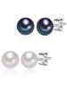 Lulu & Jane Perlen-Ohrstecker Sterling Silber Süßwasser-Zuchtperle in multicolor