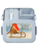 Mr. & Mrs. Panda Essensbox Rotkehlchen Schlitten Design mit Spruch in Blau Pastell
