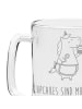 Mr. & Mrs. Panda Gravur Bierkrug Einhorn Küche mit Spruch in Transparent