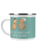 Mr. & Mrs. Panda Camping Emaille Tasse Braut Tag mit Spruch in Meeresbrise