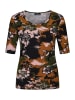 GOLDNER Kurzgröße:  Shirt Shirt in schwarz / terrakotta / khaki / gemustert
