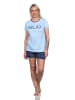 NORMANN Shorty Schlafanzug Pyjama Casual Look in hellblau