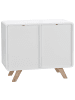 Beliani Sideboard MILO in Weiß/Braun - (W) 90 x (H) 76 x (L) 40 cm
