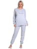 NORMANN Schlafanzug lang Bündchen Kuschel interlock Tupfen Punkte - 75959 in Grau