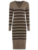 Laura Scott Strickkleid in taupe-schwarz-gestreift