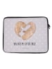 Mr. & Mrs. Panda Laptop Hülle Otter Herz mit Spruch in Grau Pastell