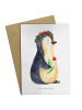 Mr. & Mrs. Panda Grußkarte Pinguin Blumen ohne Spruch in Weiß