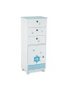 relaxdays Kinder-Kommode "Seemann" in Weiß/ Blau - (B)42 x (H)105 x (T)3 cm