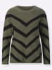 Sieh an! Jacquard-Pullover in khaki-schwarz-gemustert