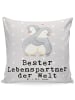 Mr. & Mrs. Panda Kuschelkissen 40x40 Pinguin Bester Lebenspartne... in Grau Pastell