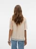 Vero Moda Kurzarm-Bluse mit Spitze und Polka-Dots, Kordelzug in Beige