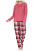 NORMANN Schlafanzug langarm karierte Flanell Schlafhose in altrose
