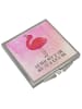 Mr. & Mrs. Panda Schminkspiegel Flamingo Stolz mit Spruch in Aquarell Pink