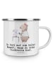 Mr. & Mrs. Panda Camping Emaille Tasse Tierärztin Herz mit Spruch in Weiß