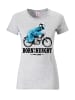 Logoshirt T-Shirts Sesamstrasse - Krümelmonster Motorrad in grau