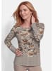 GOLDNER Kurzgröße:  Jerseyshirt mit Rauten-Druck in beige / gemustert