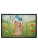 Mr. & Mrs. Panda Fußmatte Hase Blume Design ohne Spruch in Weiß