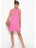 SASSYCLASSY Ärmelloses Musselin Kleid mit Volants und floralem Print in Pink