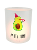 Mr. & Mrs. Panda kerzenglas Avocado Party Zeit mit Spruch in Transparent
