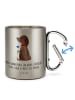 Mr. & Mrs. Panda Edelstahl-Thermobecher Hund Blume mit Spruch in Silber