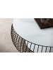 SalesFever Couchtisch Ø 86 cm Klarglasplatte mit Marmordruck Metalldraht-Gestell in Schwarz