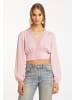 IZIA Cropped Bluse Langarm in Rosa