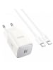 HOCO Netz-Ladegerät Typ C + Kabel Typ C auf Typ C PD QC 30W in Schwarz