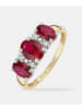 Diamant L'éternel Ring, mit synth. Rubin, 375 Gelbgold