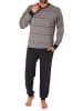 NORMANN Langarm Schlafanzug Bündchen Streifen - 77873 in dunkelgrau
