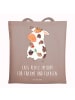 Mr. & Mrs. Panda Strandtasche Kuh mit Spruch in Braun Pastell