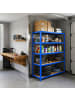 relaxdays Schwerlastregal in Blau/ Braun - (B)100 x (H)200 x (T)60 cm