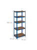 relaxdays Schwerlastregal in Blau - (B)70 x (H)180 x (T)45 cm