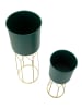 Mauro Ferretti Pflanztöpfe aus gold-grünem Metall, 2er-Set, Ø 23x70-19x50 cm