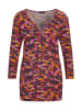 GOLDNER Kurzgröße:  Florales Viskoseshirt mit Rundhals in rot / gemustert