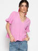 SASSYCLASSY Musselin Shirt mit Volants in Rosa