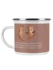 Mr. & Mrs. Panda Camping Emaille Tasse 4. Hochzeitstag Seidenhoc... in Braun Pastell