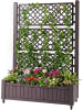 COSTWAY Blumenkasten mit Rankgitter & Rollen 80 x 40 x 140cm in Braun